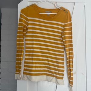 Banana Republic size XS striped mustard and cream sweater. Button accents